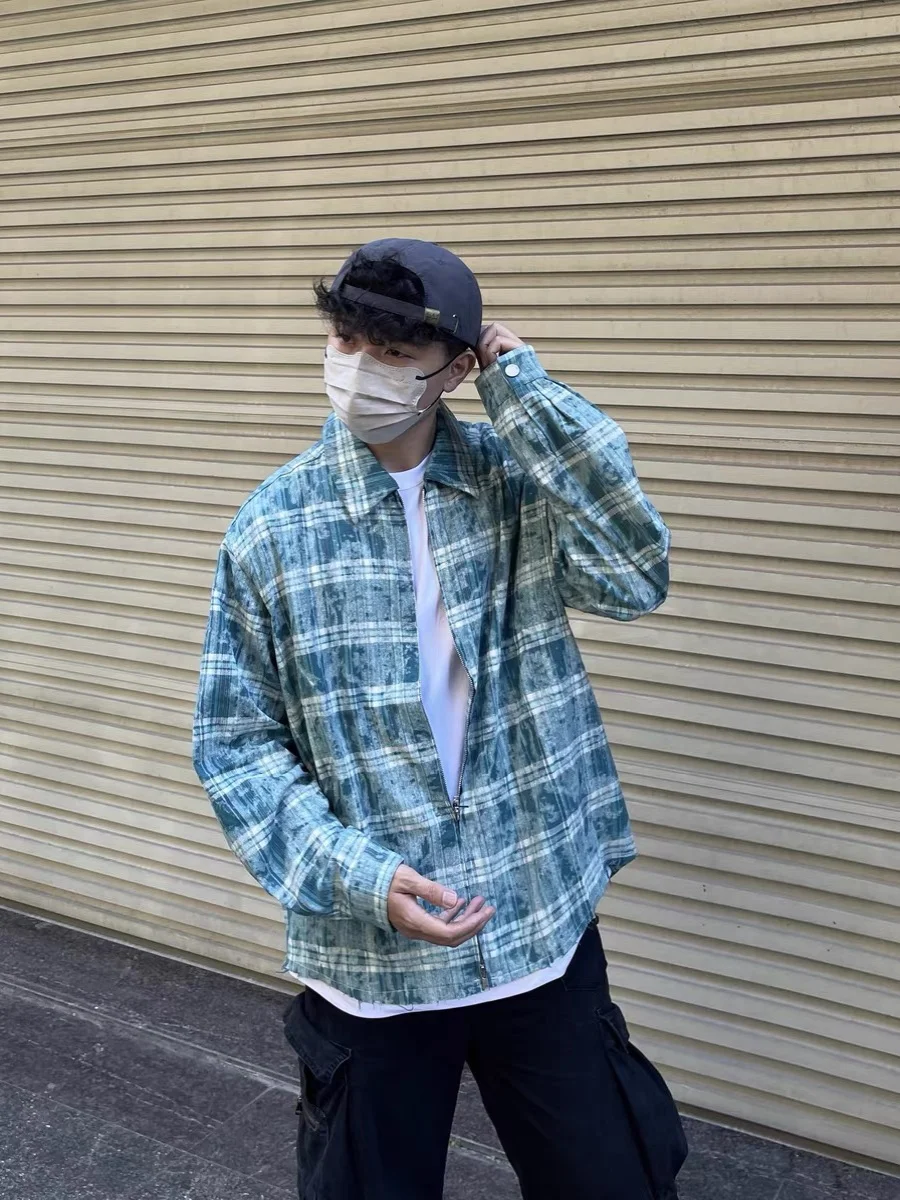 

Мужская одежда свободного покроя с воротником в клетку в стиле ретро adient een, модная длинная све, осенняя одежда irt