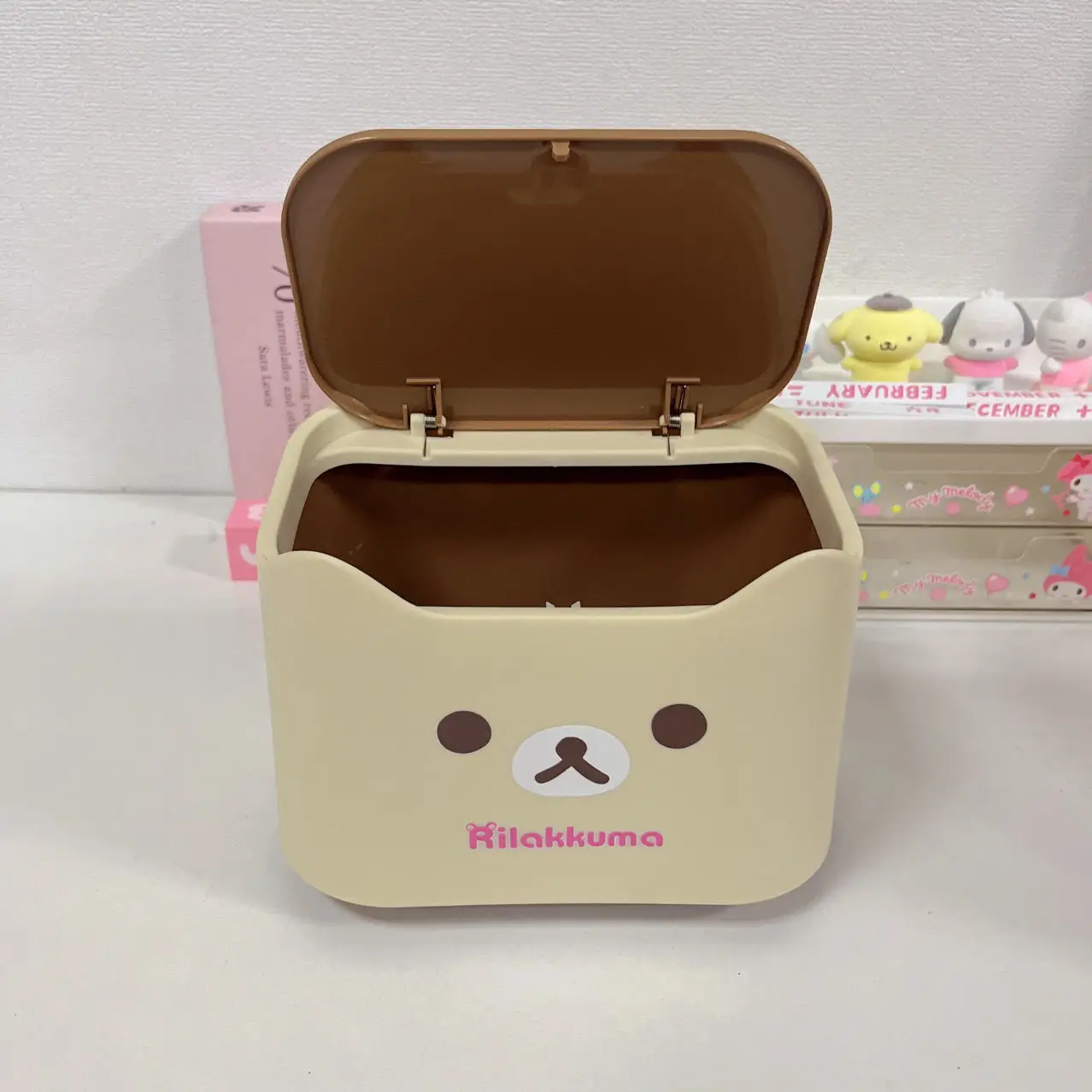 

Kawaii Rilakkuma Storage Basket Mini Storage Box Cute Anime Cartoon Desktop Sorting Garbage Can Car Home Bedhead Girls Gift Toys