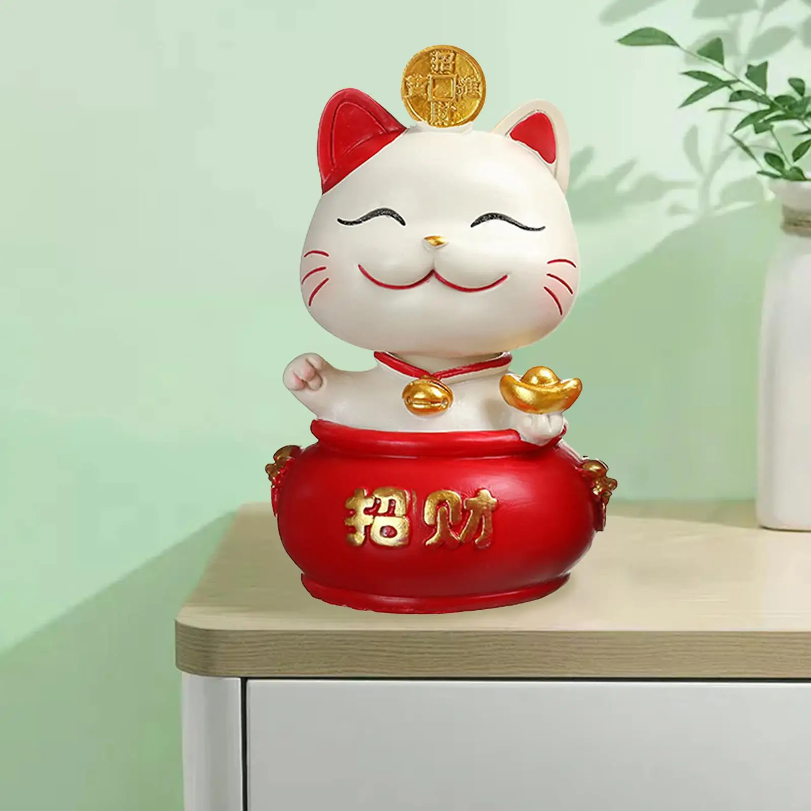 Adorable Solar Lucky Cat Bobble Head Doll for Car Dashboard Decor