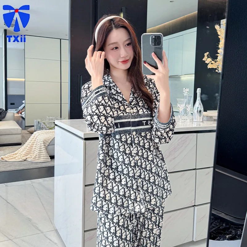 Pajamas Women\'s Spring Autumn Long Sleeve 2024 New Arrival Outwear Red Ins Style Winter Gold Diamond Velvet Home Clothes suit