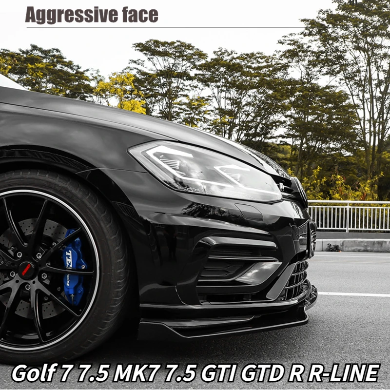 Front Lip Bumper Side Splitter Canrds Custom Body Kit For VW Golf 7 7.5 MK7 7.5 GTI GTD R R-LINE 2014-2019 Gloss Black Body Kits