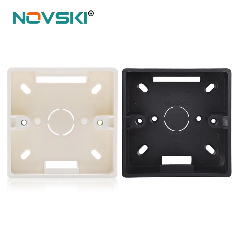 

novski Wall switch socket junction box, external installation box, black and white 86mm*86mm*35mm