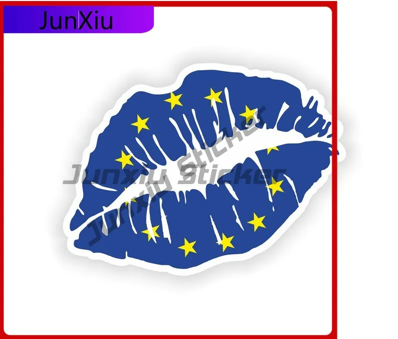 

European Union Lips Flag Sticker Camping Logo Sticker For Car Decoration Accessories Decals Motorcycle Stickers Refit For Bumper