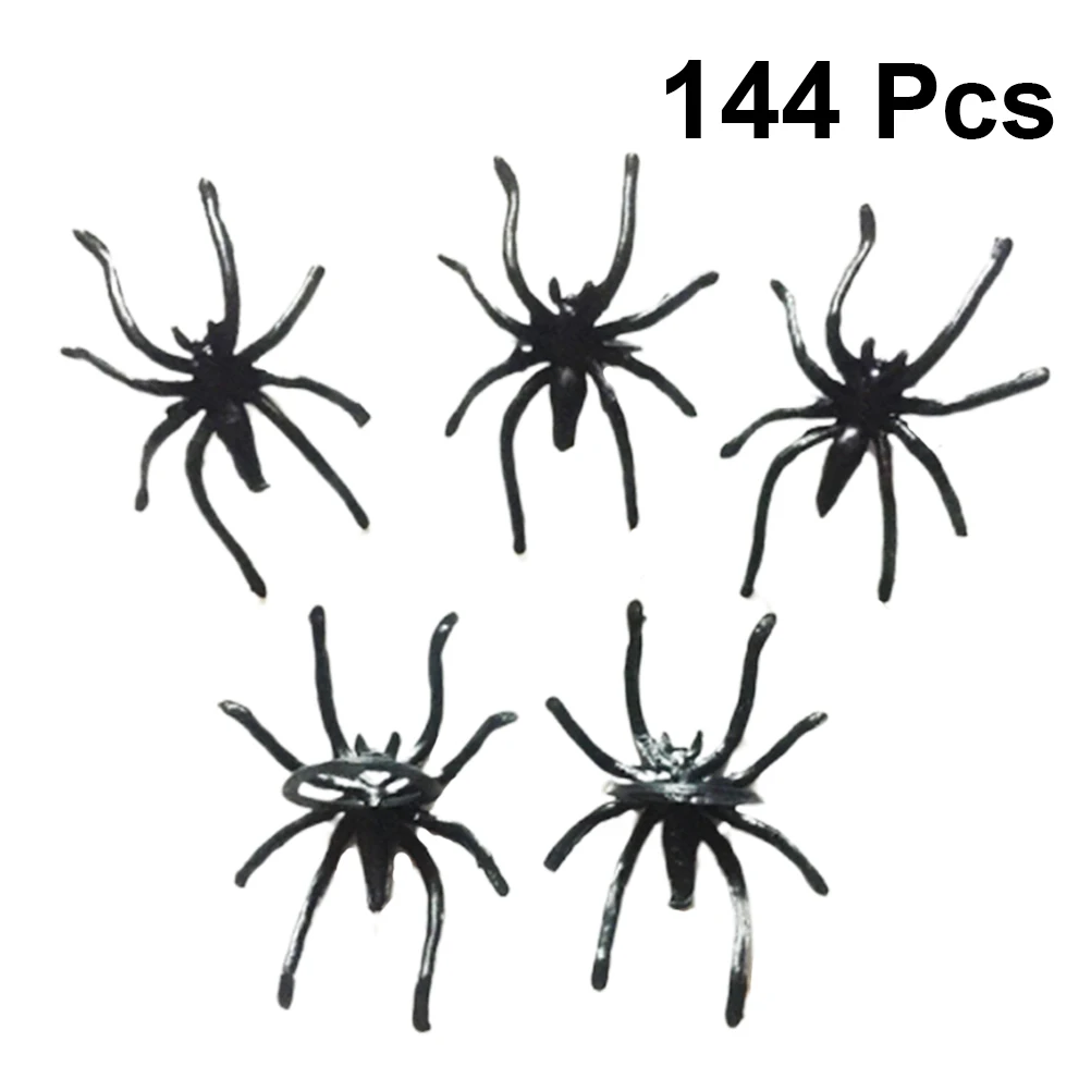 144 Stück Halloween-Partygeschenke, Dekorationen, lange Beine, realistische Spinnenringringe