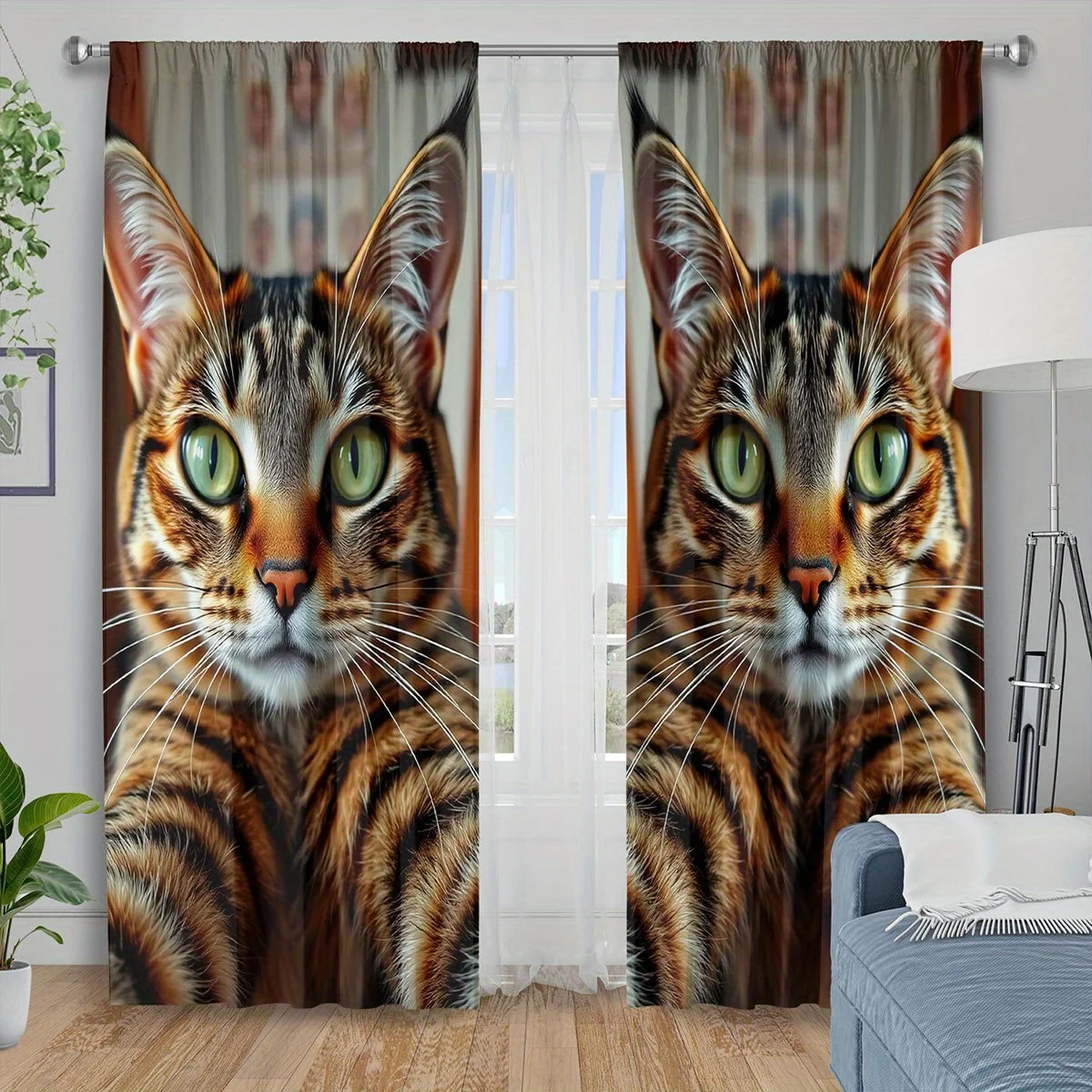 Bengal leopard cat theme Print Drapes Room Darkening Window Curtains for Home Decor,Rod Pocket Blackout Curtains Bedroom