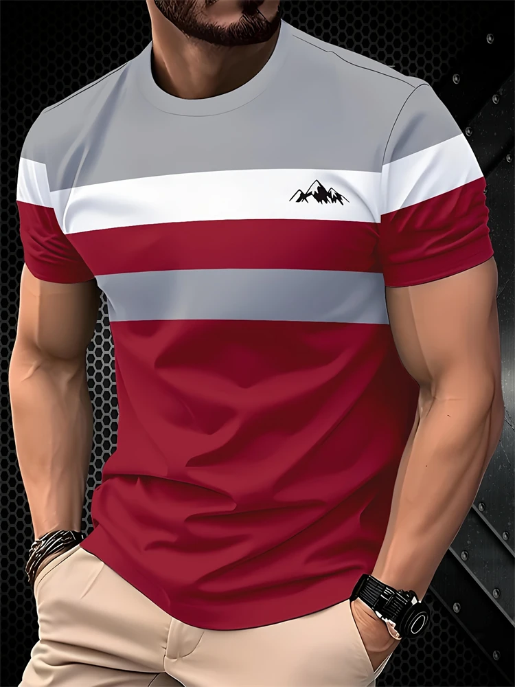 

2025 New Men's Breathable Novelty T Shirt Casual Round Neck Moisture Transferring Polyester Short Sleeve Large Size Men's Tops