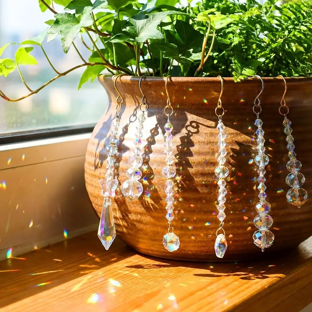New Handmade Crystal Suncatcher Creative Decorative Plant Pot Pendant Window Decor Plant Decoration Rainbow Maker Outdoor Garden