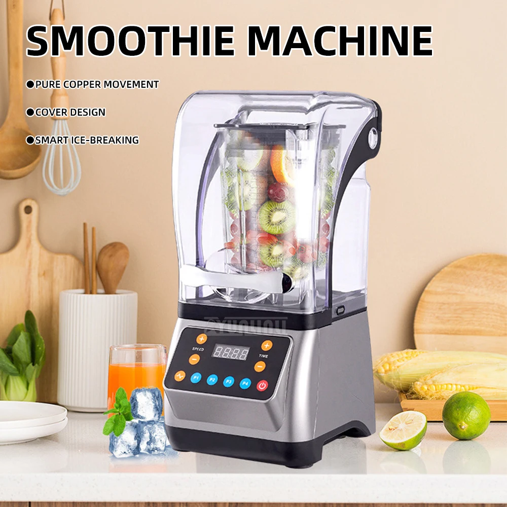1.8L Commercial Sand Ice Machine Fully Automatic Low-Noise High-Power Juicer with Cover for Business Use