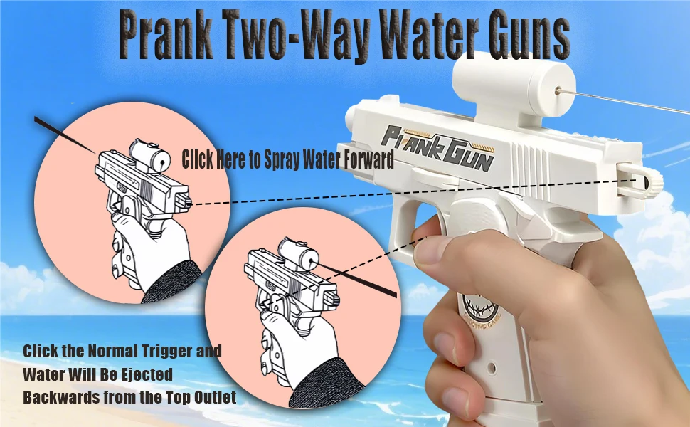 Pack De 2 Pistolas De Agua De Broma Bidireccionales – Pequeñas, Ligeras, Para Batallas En Verano