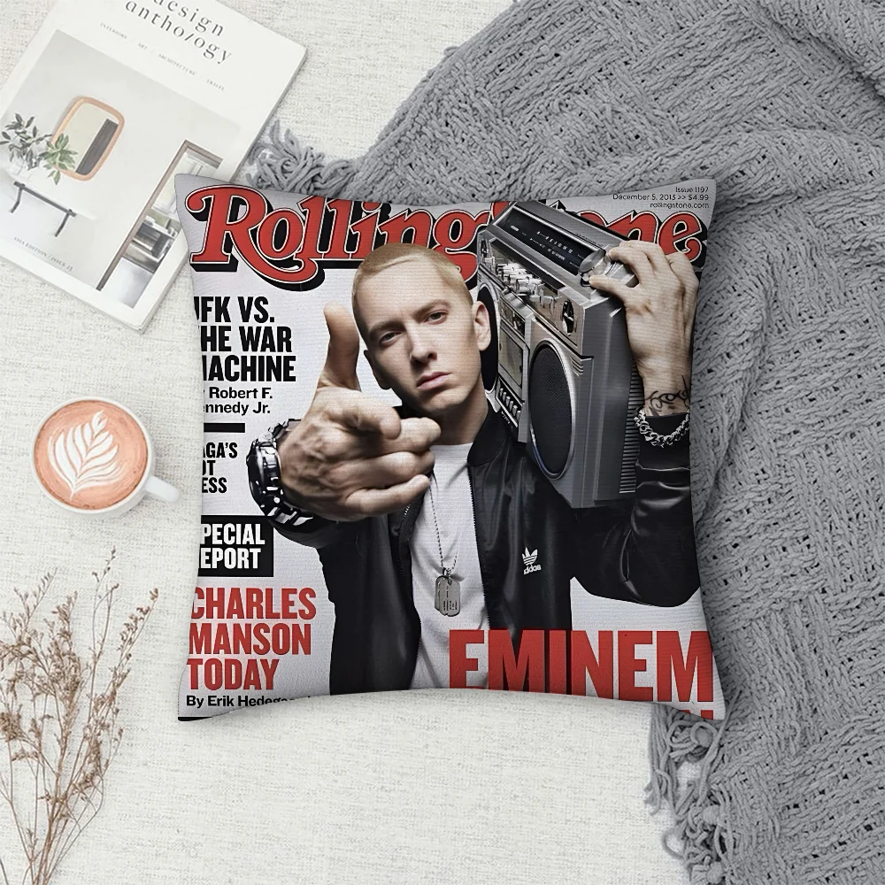 

Hip Hop Rapper E-Eminem Pillow Case Sofa Decorative Home Double-sided Printing Short Plush Cushion Cover Throw Pillow Cover