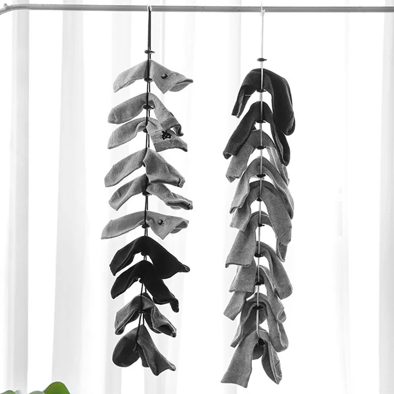 Home socks hanging rope creative multi-function washing clothes basket net washing socks drying socks rack Divider Dry Tools