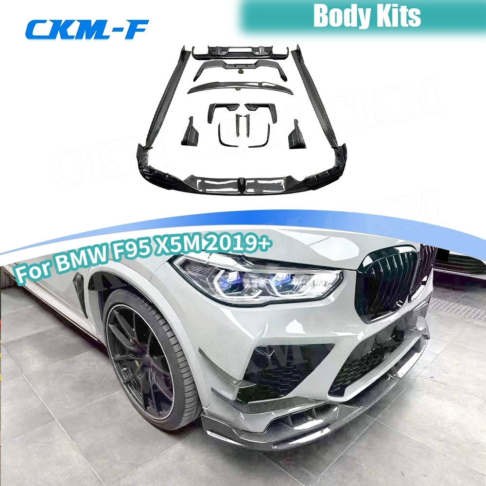 

for BMW F95 X5M 2019-2022 Carbon Fiber Front Lip Rear Lip Diffuser Spoiler With Splitters Side Skirts Rear Wing Body Kits FRP