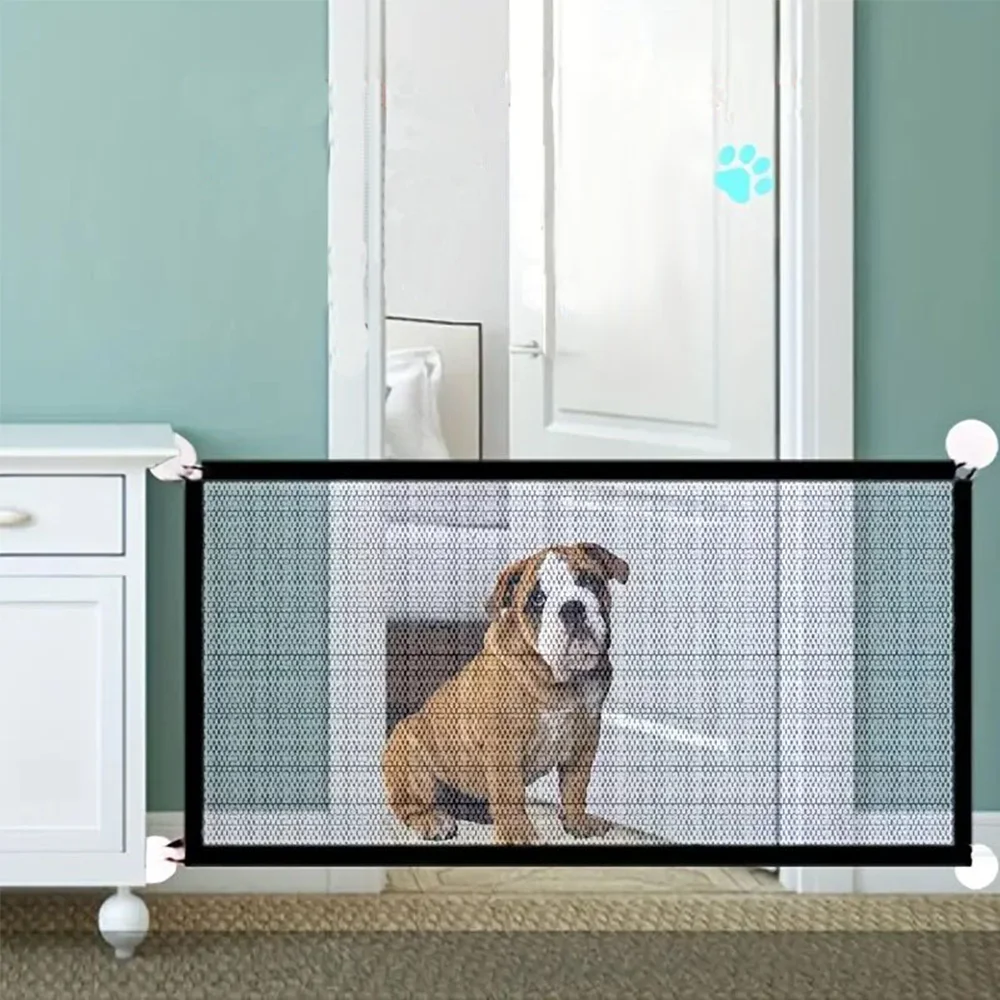 Pet Barrier Fence Portable Breathable Mesh Stairs Kitchen Entrance Indoor Gate Dogs Separation Guard Isolated Baby Hooks Playpen