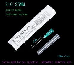 Ago 21g 100 pezzi aghi a punta affilata in acciaio da 25MM ago monouso Sterile confezionato singolarmente