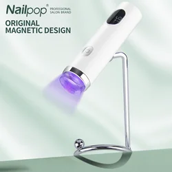 NAILPOP-Mini lámpara de uñas LED UV portátil con soporte y estampador suave, secador de uñas recargable, USB, inalámbrico, secado rápido