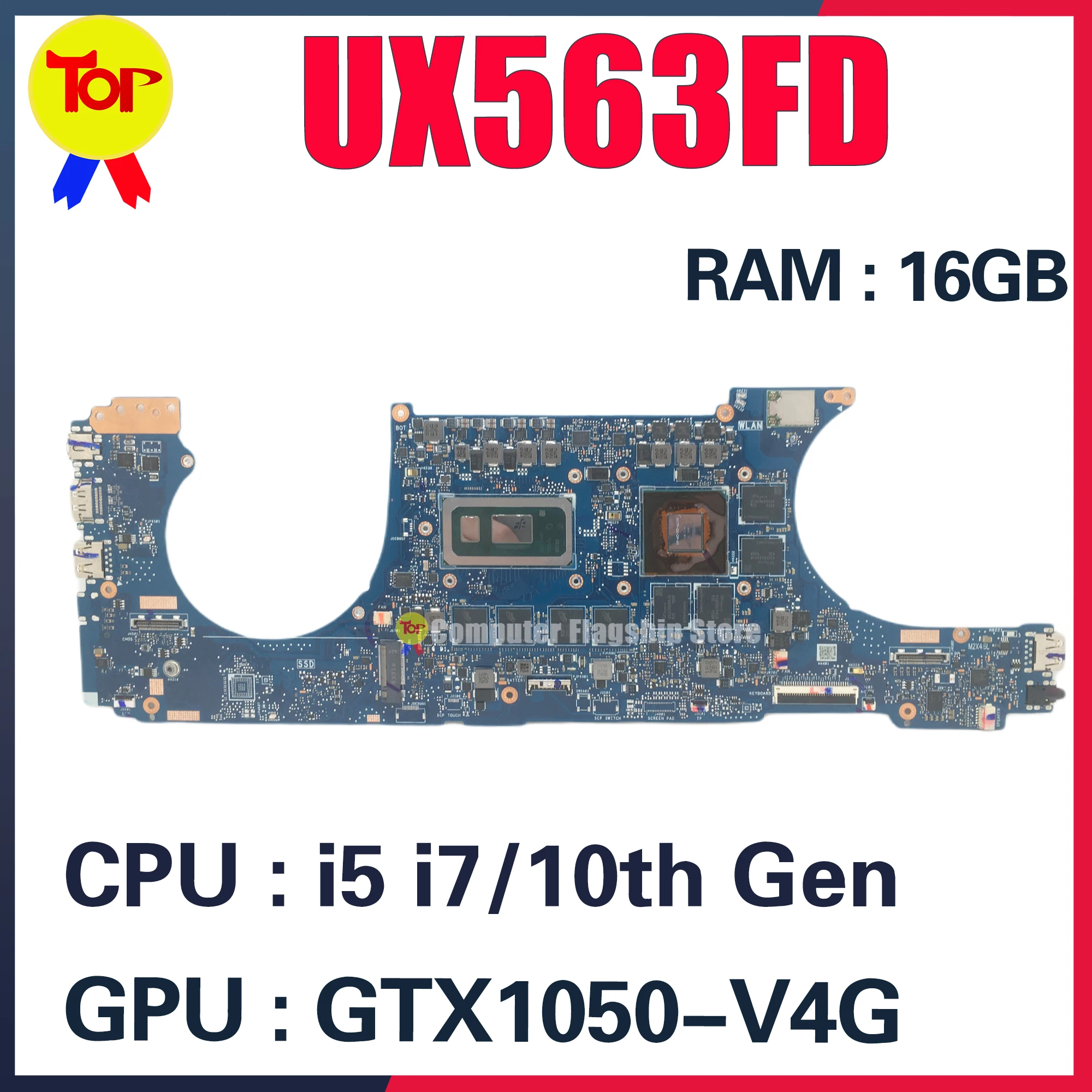 UX563F Mainboard For ASUS Zenbook Flip 15 UX563 UX563FD BX563FD RX563FD Laptop Motherboard i5-10210U i7-10510U GTX1050/4G 16GB