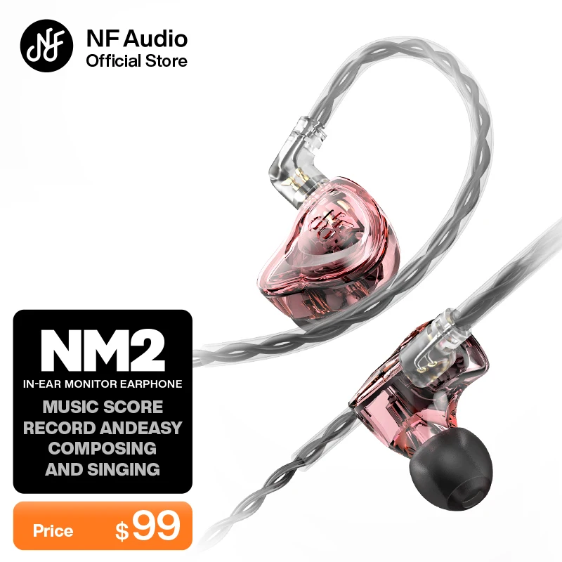 

NM2 In-Ear Monitor Wired Earphone For Professional Stage Monitoring, Streamer, Sing Color Pinker, High Quality Audio Pink