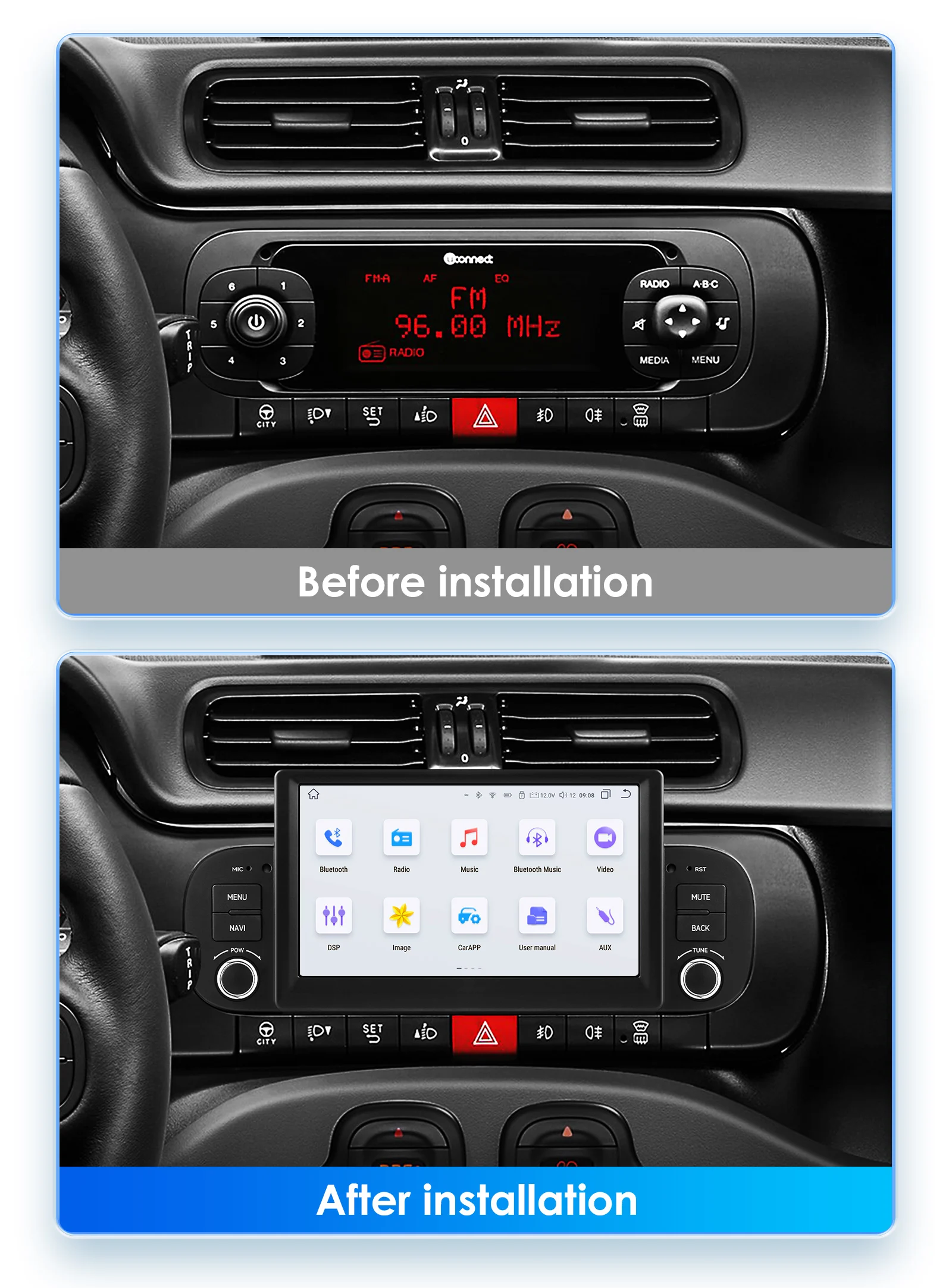 7 Zoll 2din Android 13 Autoradio für Fiat Panda 2011-2016 Auto Multimedia GPS 4g Carplay intelligenten Bildschirm Autoradio DSP 2013
