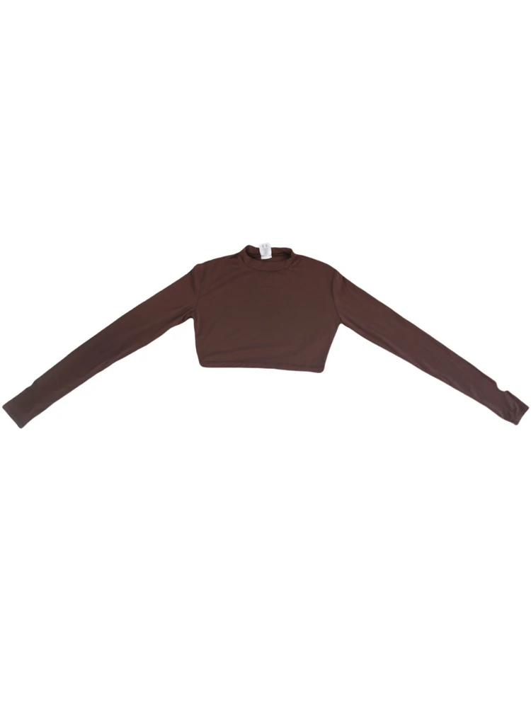 Ice Silk Sun Proof Protective Clothing Long Sleeve Tshirt Crop Tops Tights Fitness Tees Shirt Bustier Croptop Cropped Beach Wear
