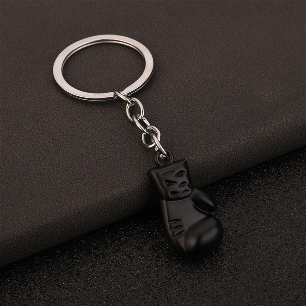 Creative Mini Creative 3D Metal Boxing Gloves Keychain Cute Gym Keyring  Pendant Shock Key Holder Car Key Ring for Boy Men Gift