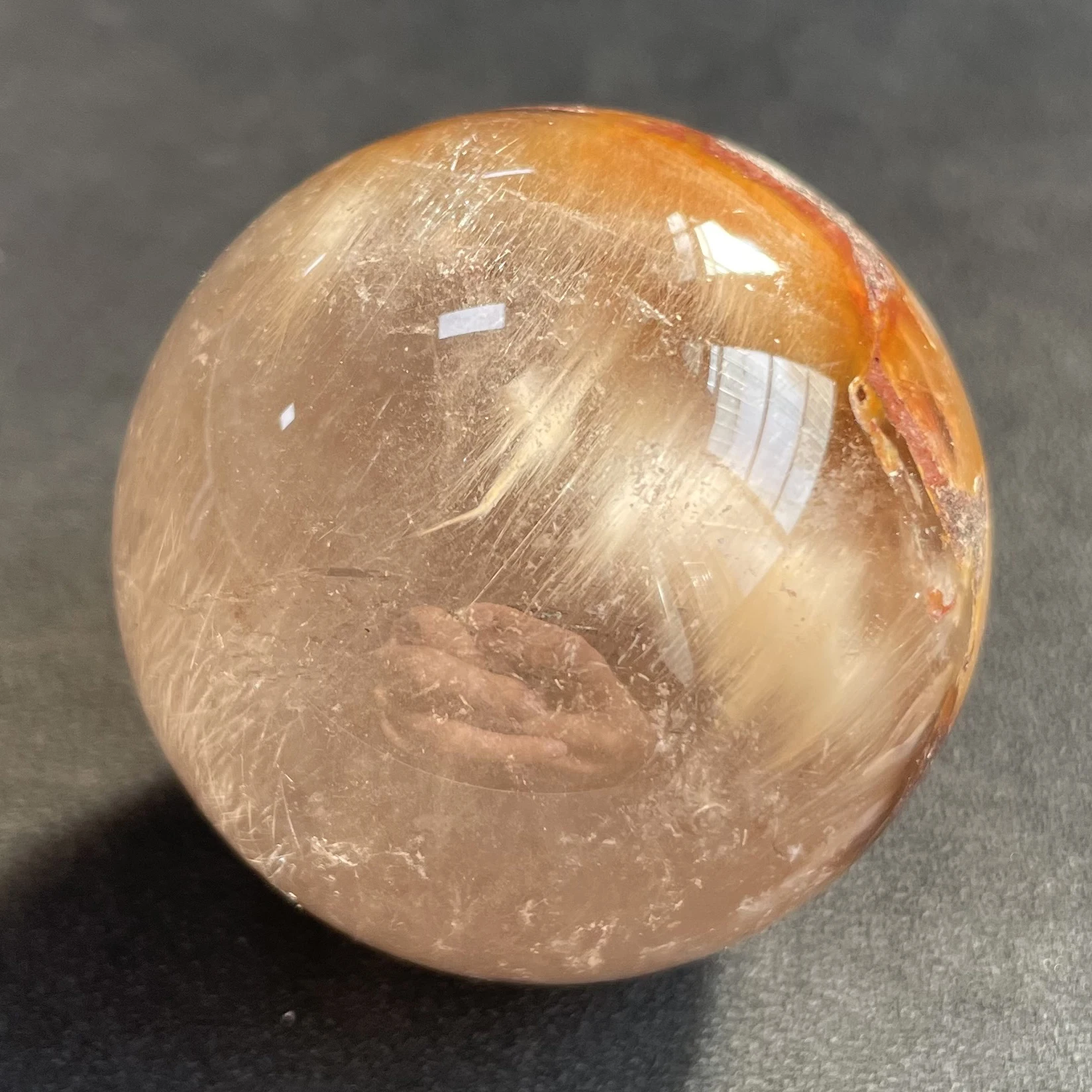 139g Natural Quarte Rutilated Rabbit Hair Crystal Ball Polished Quartz Sphere Reiki Healing Gift Room Decor Fengshui Y1333