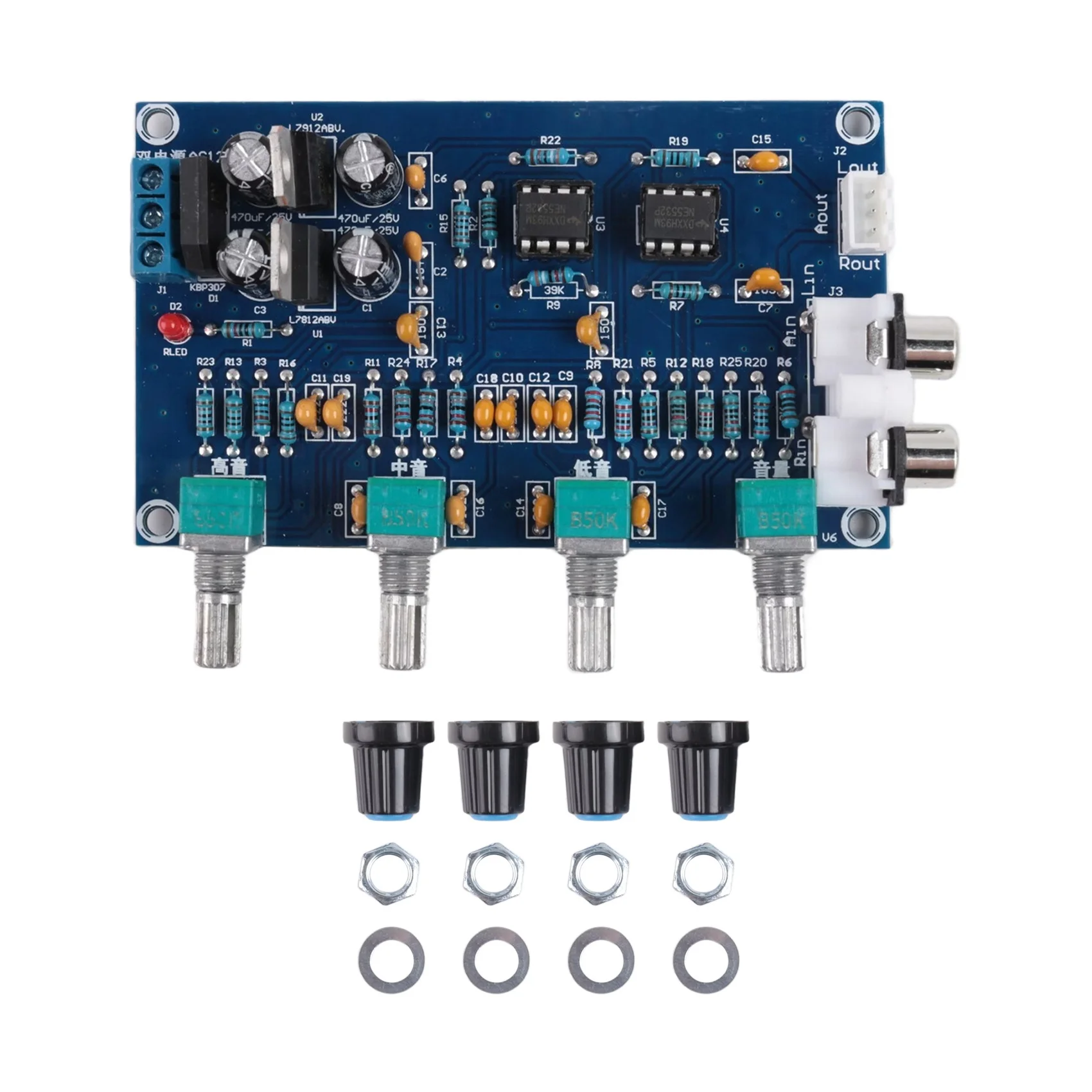 Amplifier NE5532 Preamp Preamplifier Volume Tone Control Finished Board Treble Midrange Bass EQ DIY Dual AC 12V - 18V