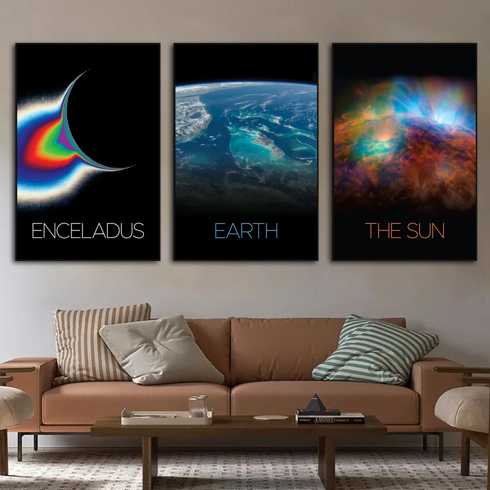 Planets Wall Art Poster Sun Mercury Venus Earth Moon Jupiter Mural Modern Home Decor Canvas Picture Print Living Room Decorate