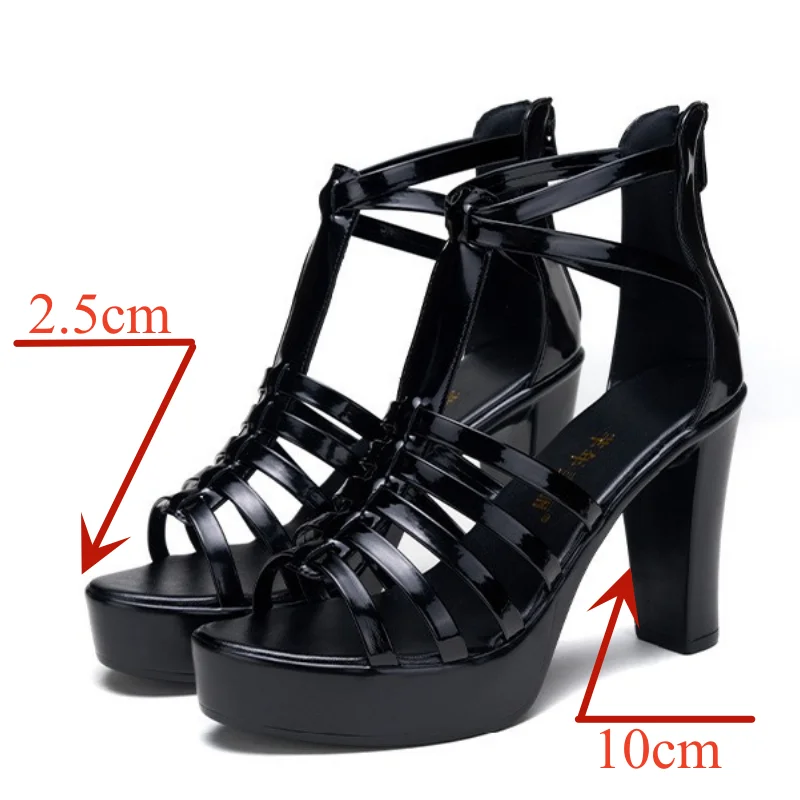 Small Size 32-43 Summer Block High Heels Gladiator Sandals Women Wedding Shoes Leather 2024 Platform Sandals Office Party Model