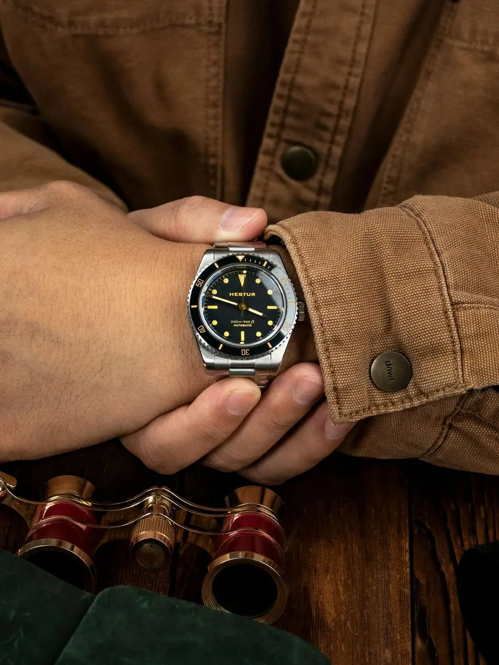 Hestur Custom dial Vintage Watch NH35 Movement Automatic Mechanical Wrist Watches 20bar Luminous Men's Retro Diving Watch Luxury
