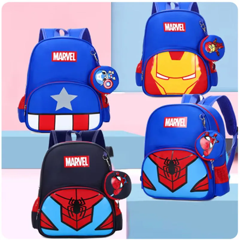 Sanrio Hellokitty Marvel Backpack Spider Man Iron Man School Bag Shoulder Messenger Travel Schoolbag for Children Super Heroes