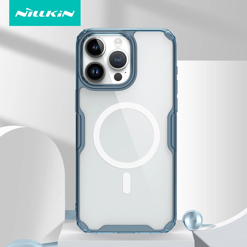 For iPhone 15 Pro Max Case NILLKIN Nature TPU Pro Magnetic Transparent Clear PC + TPU Cover For Magsafe for iPhone 15 Pro