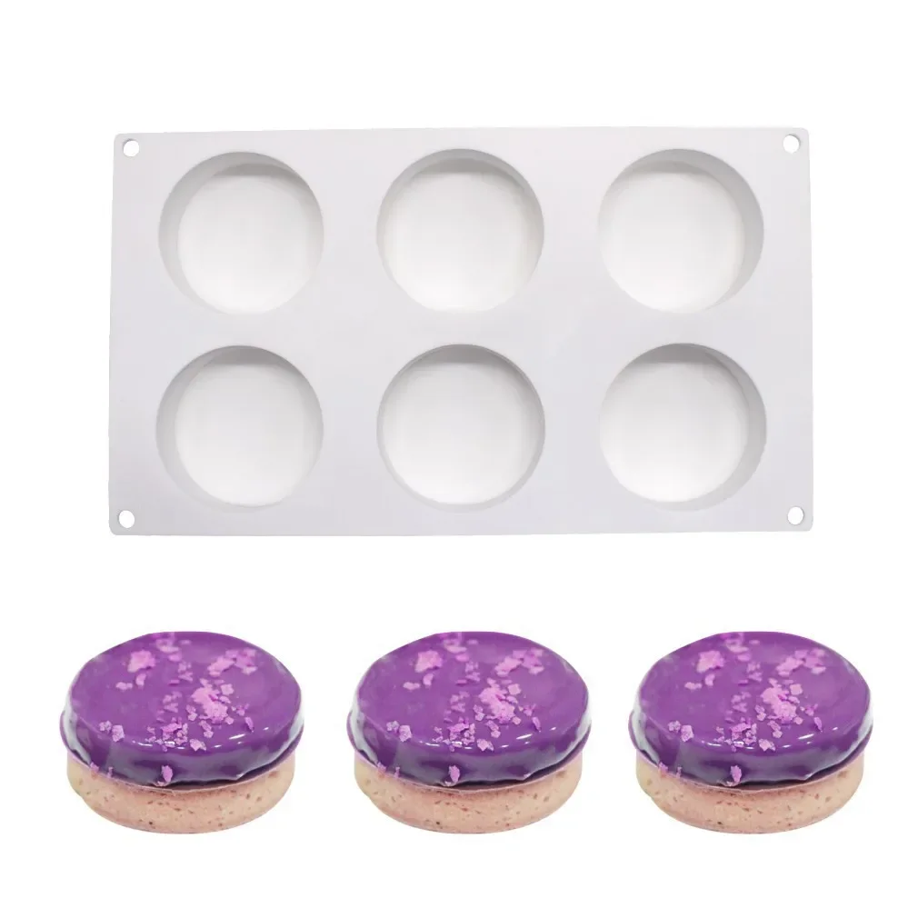

6 Holes Round Column Cake Decorating Tool Silicone Mold For Baking Flat Cylinder Mould Dessert Mousse Pastry Pan Kitchen