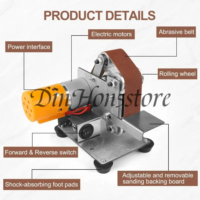 Mini Electric Belt Sander Multifunctional Knife Sharpener Wood Metal Polishing Grinder DIY Bench Tool for Home Workshop Use