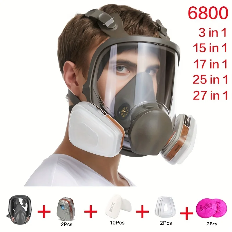 

Full Face Gas Mask Facepiece Respirator for Painting, Spraying, and Chemical Safety Formaldehyde Protection 6800 Model