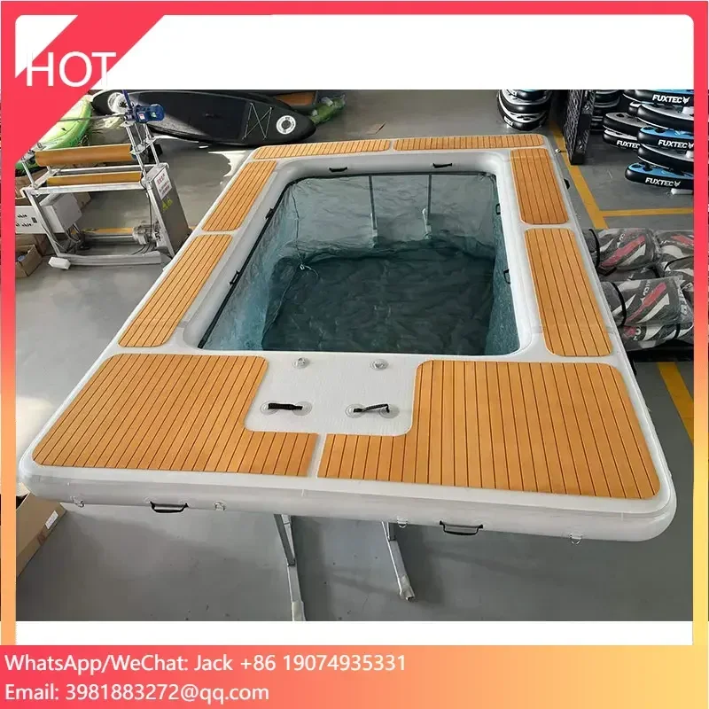 5x4m Inflatable Floating Dock Swimming Water Raft Platform Sea Pool Island With Net