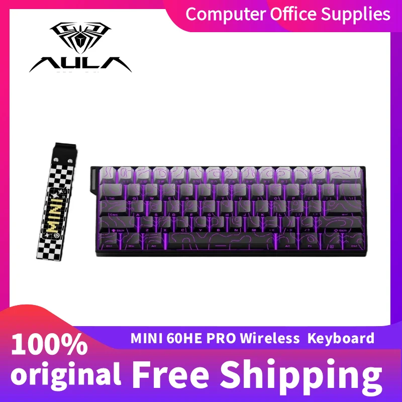 

AULA MINI 60HE PRO 8000 Гц Беспроводная механическая клавиатура с магнитным валом, клавиши с возможностью горячей замены, энергосберегающий режим, игровая клавиатура
