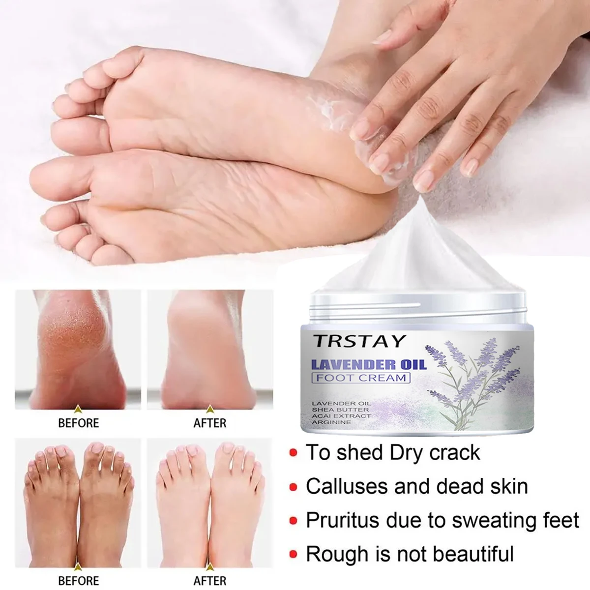 Traditional Chinese Lavender Oil Anti-Drying Crack Foot Cream Heel Cracked Repair Cream Removal Dead Skin Hand Care for Family