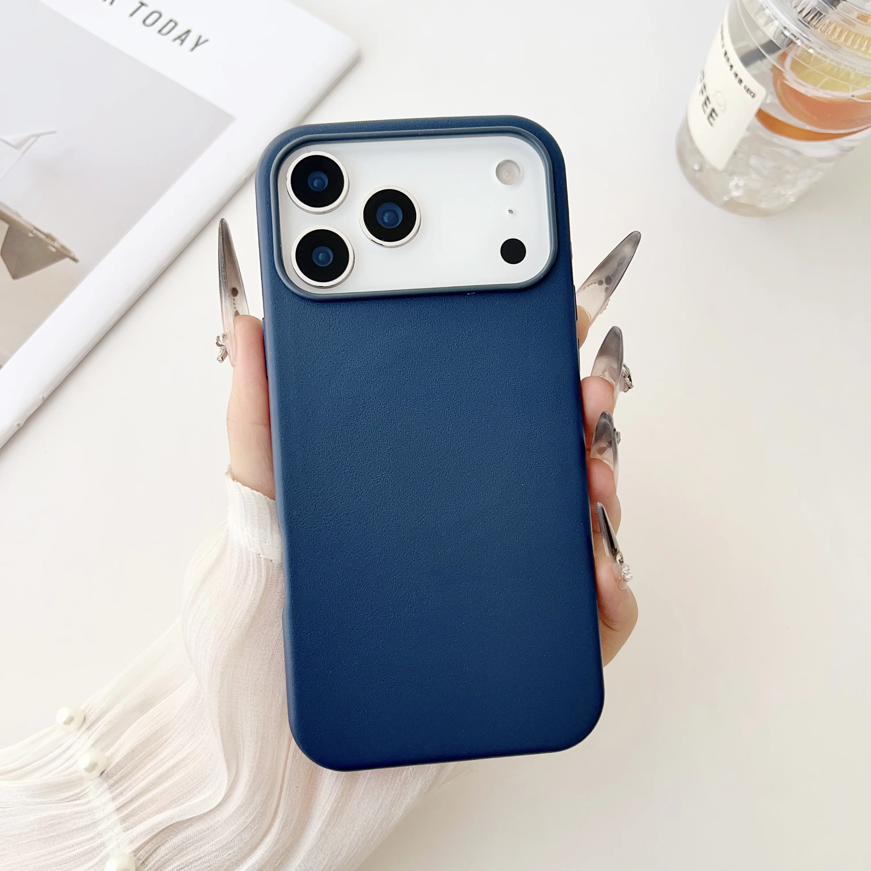 Minimalistische magnetische, stoßfeste Leder-Handyhülle für MagSafe Wireless Charging Cover für IPhone 17 Air 16 15 14 Pro Max mit Box