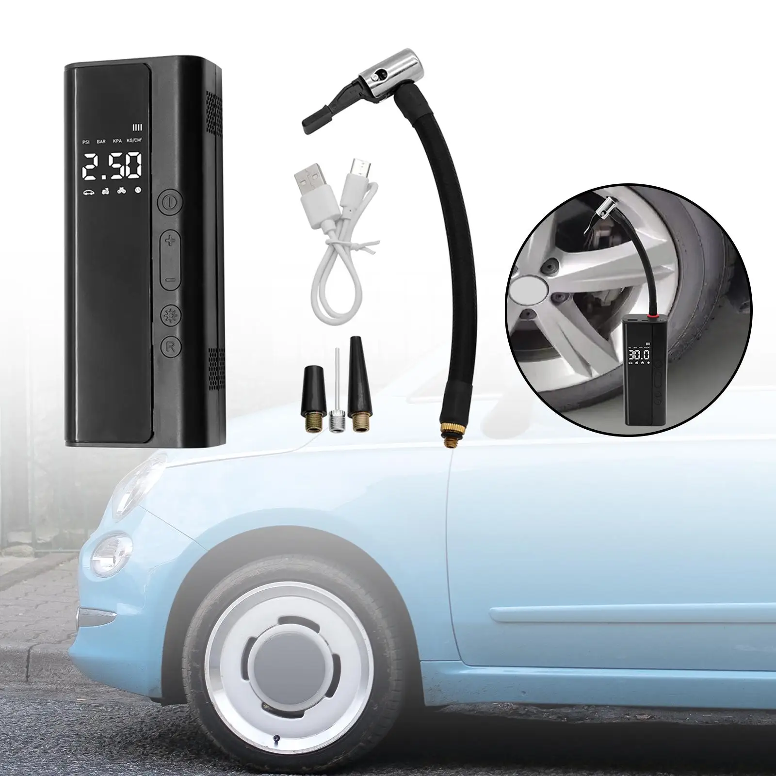 

Tire Inflator Digital Display Tire Pump for Balls Electric Bike