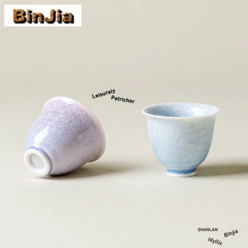 

50ml Crystal Glaze Teacup Handmade Tea Bowl Cute Cup Tea-tasting Meditation Cup Jianzhan Master Cups Tea Ceremony Decoration
