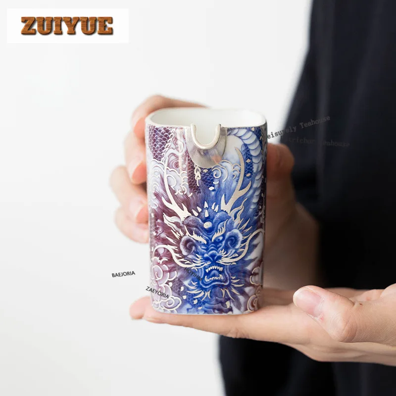 

230ml Gilt Silver Blue Dragon Tea Pitcher Divide Tea Cha Hai Dispenser Justice Cup Fair Mug Tea Ceremony Collection Accessories