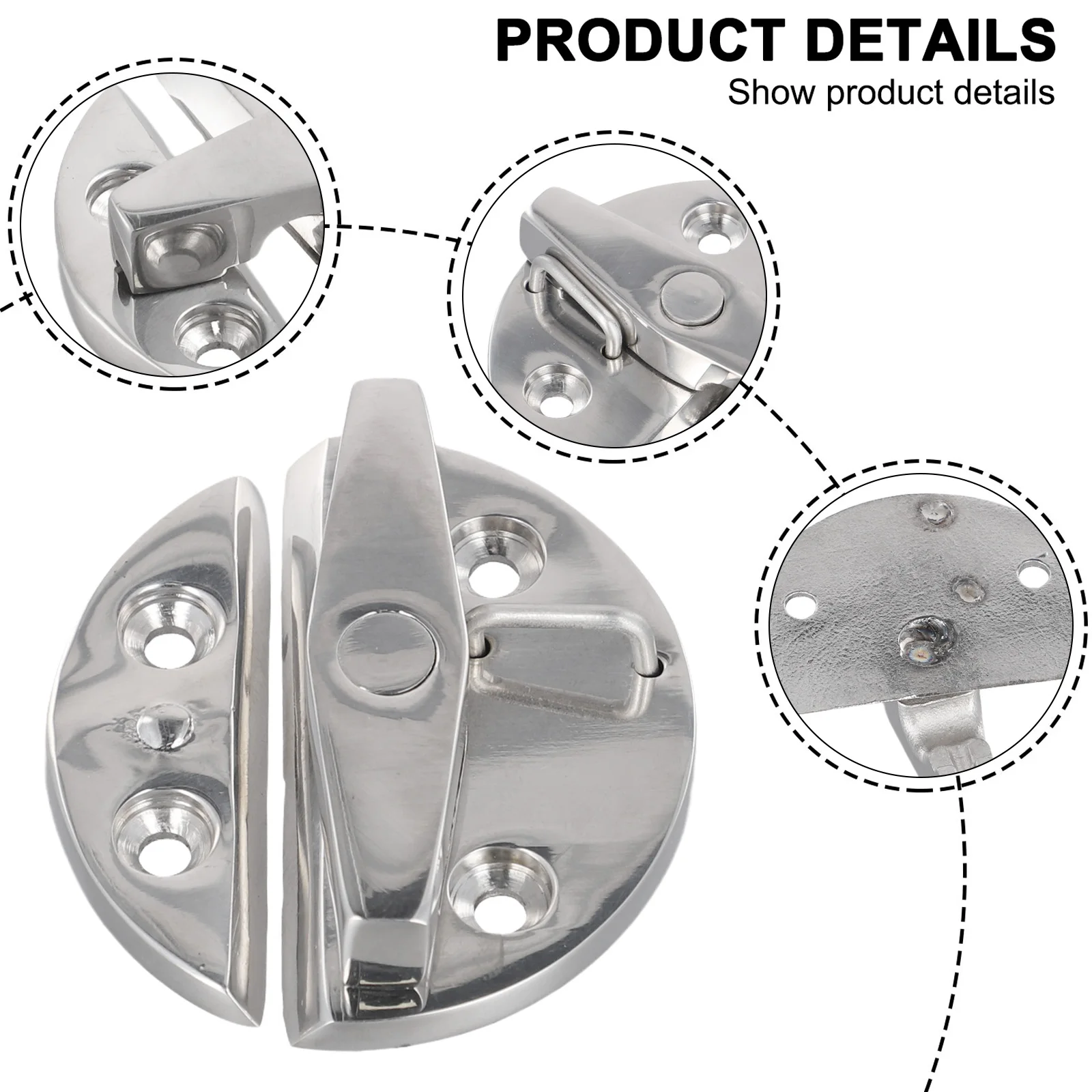 Marine Door Lock Stainless Steel Boat Catch 316 Stainless Steel Easy Installation Lightweight Twisting Lock Design