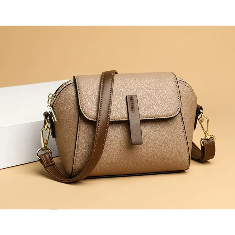 

New Trendy Fashion Atmosphere Versatile Women' Bag Lychee Pattern Light Contrasting Color Single Shoulder Oblique Span Small Bag