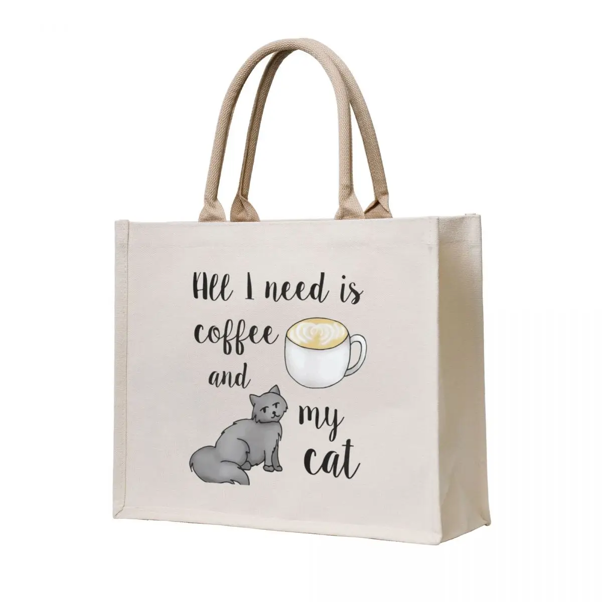 

All I Need is Coffee and my Cat Tote Bag woman shopping bag Women's bags shopping bag logo tote screen