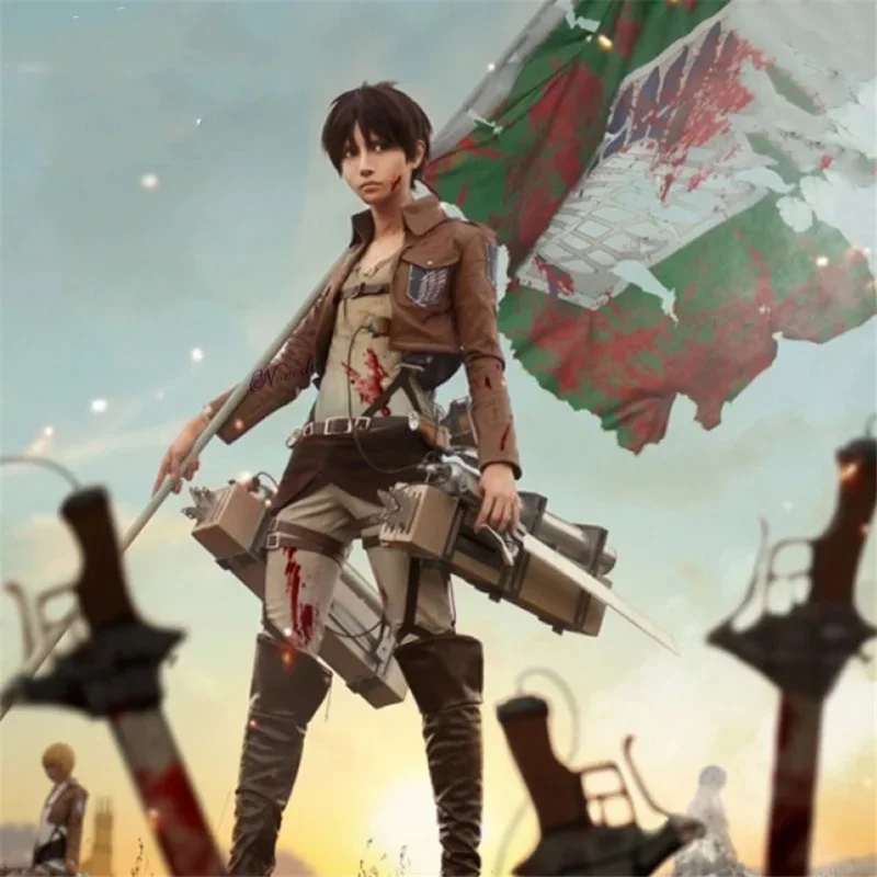 أنيمي تأثيري Shingeki لا كيوجين سترة ريكون فيلق الأحذية الجلدية تنورة أحزمة الحمالات أكرمان زي MN9