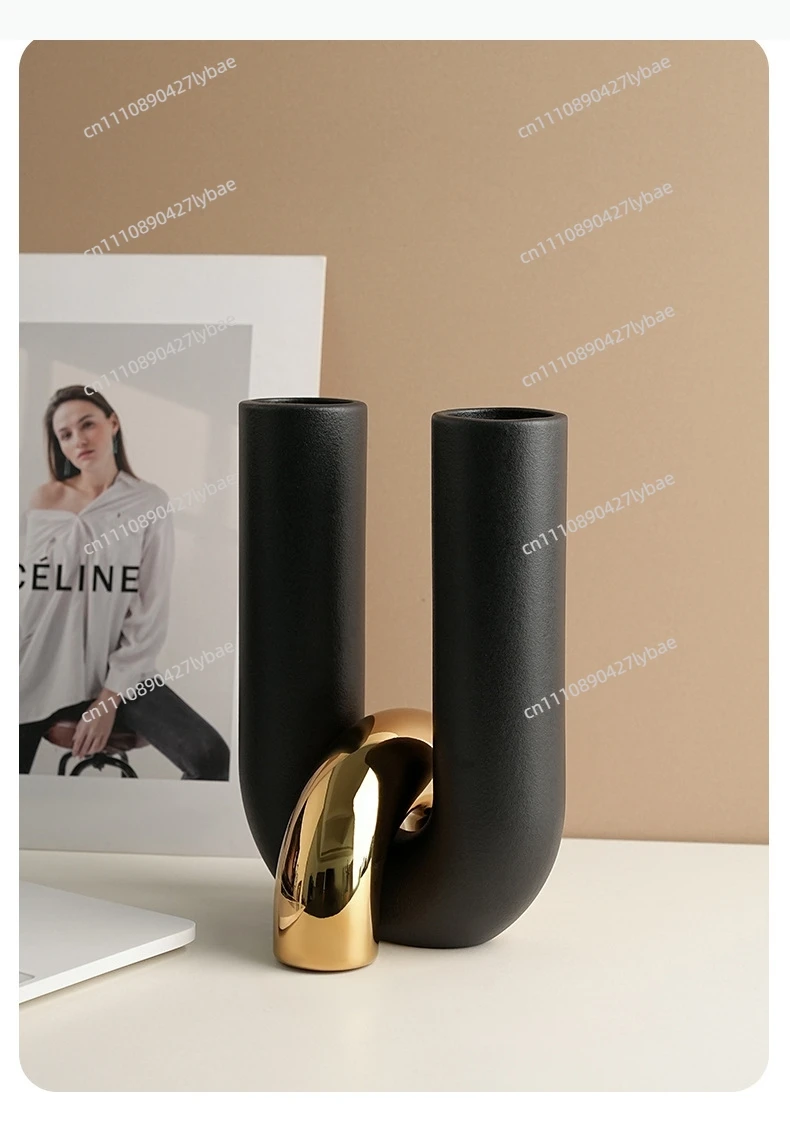 U-shaped Ceramic Vase Flower Pots Desk Decoration Flowers Arrangement Porcelain Floral Vases Room Aesthetic Decor view 2