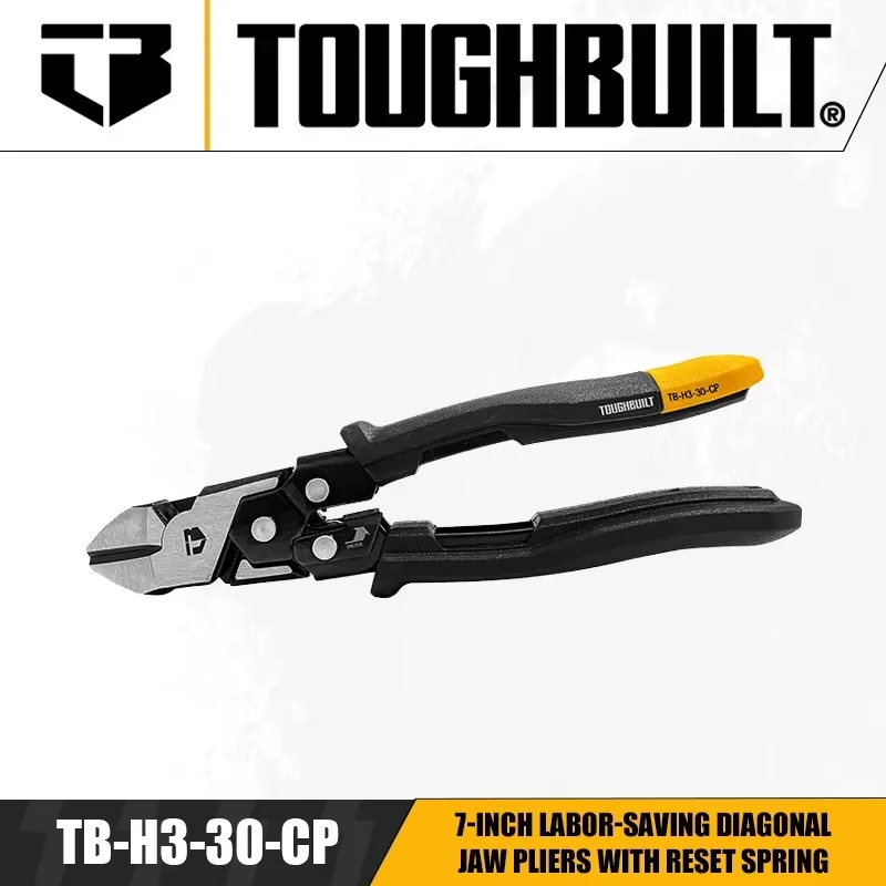 TOUGHBUILT TB-H3-30-CP 7-inch Labor-saving Diagonal Jaw Pliers with Reset Spring Hand Tools