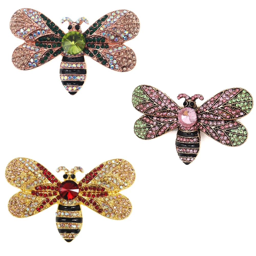 

20 Pcs/Lot Custom Crystal Rhinestone Bee Brooches Pin Honeybee Hijab Brooch For Women Lady Accessories