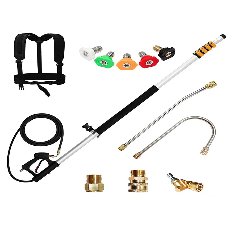 

High pressure water gun telescopic rod, extended cleaning rod, back strap, external wall cleaning belt, nozzle bending rod