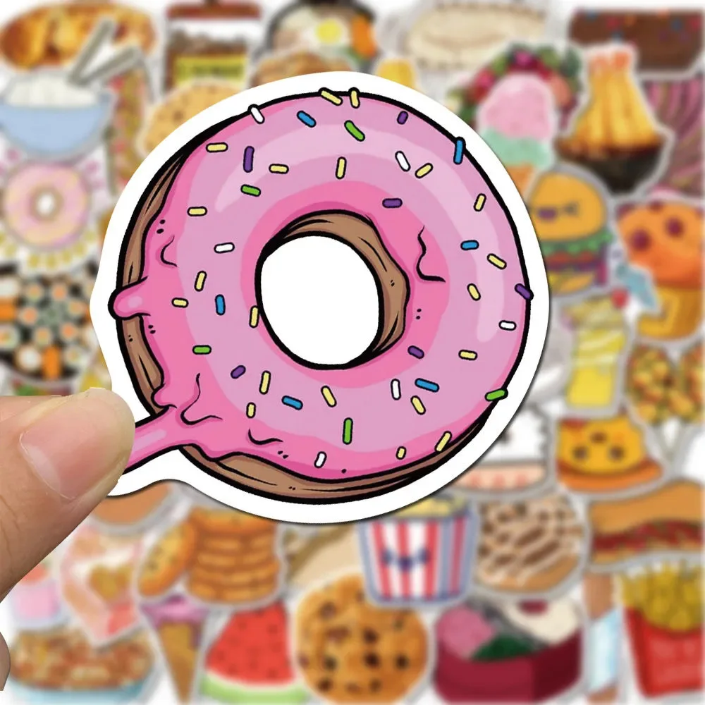10/30/50pcs Delicious Food Drink Cartoon Stickers Cute Graffiti Decals Toys DIY Stationery Luggage Phone PVC Sticker Fun for Toy